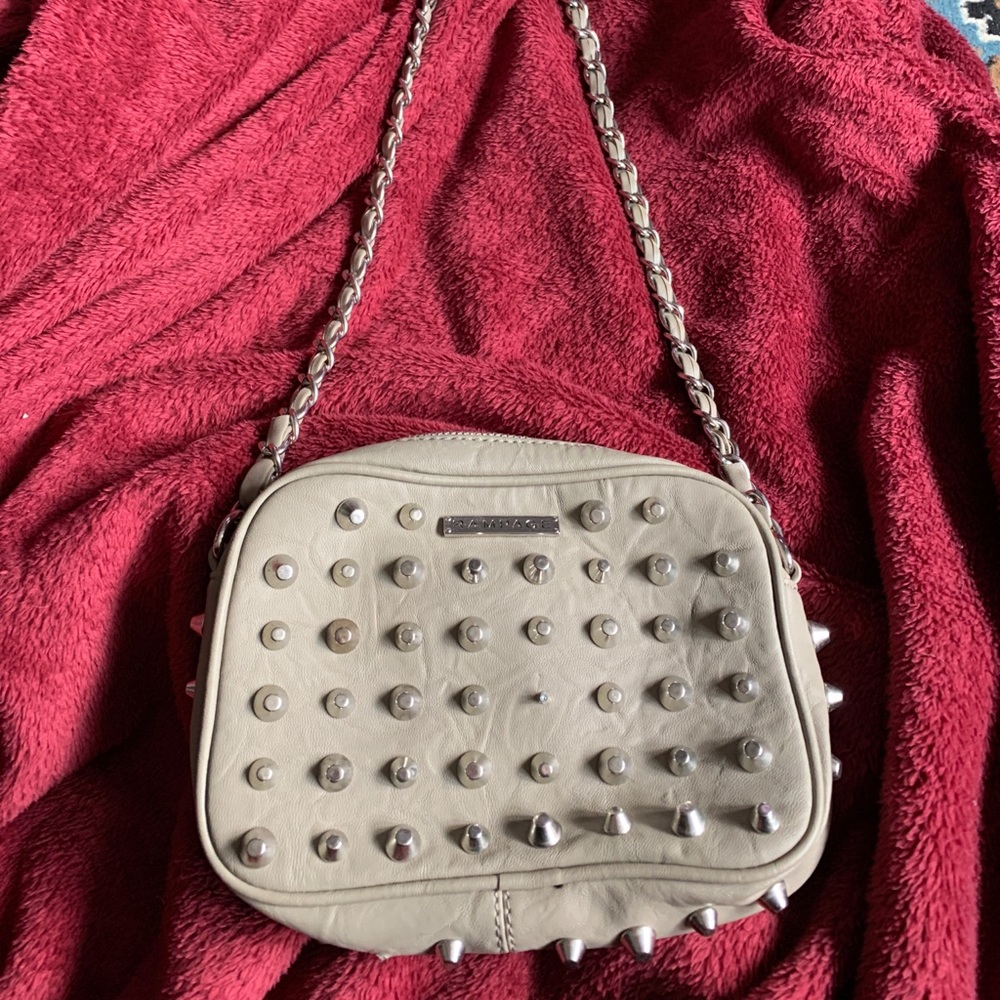 Rampage studded tan leather crossbody